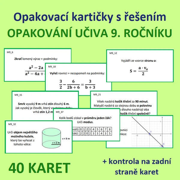 Opakovací kartičky s řešením - OPAKOVÁNÍ UČIVA 9. ROČNÍKU