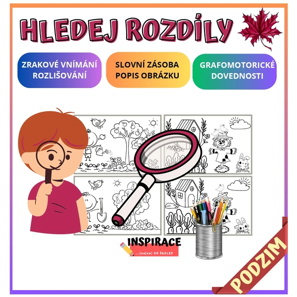 Omalovánky - Hledej ROZDÍLY (podzim) 🍂