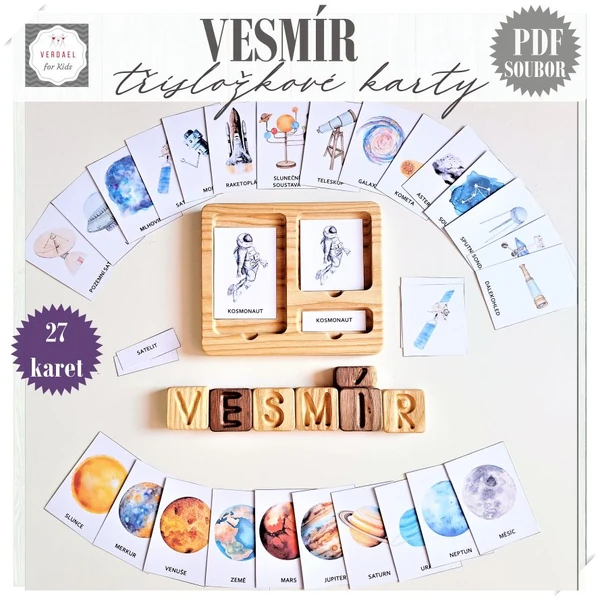 TŘÍSLOŽKOVÉ KARTY VESMÍR - verze s bílým pozadím