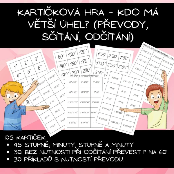 Kartičková hra - kdo má větší úhel?