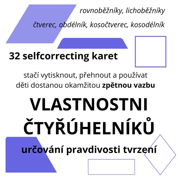 ČTYŘÚHELNÍKY: 32 self-correcting karet na tvrzení ano/ne
