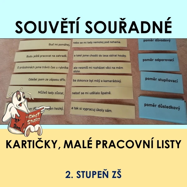 Souvětí souřadné - kartičky, prac. listy