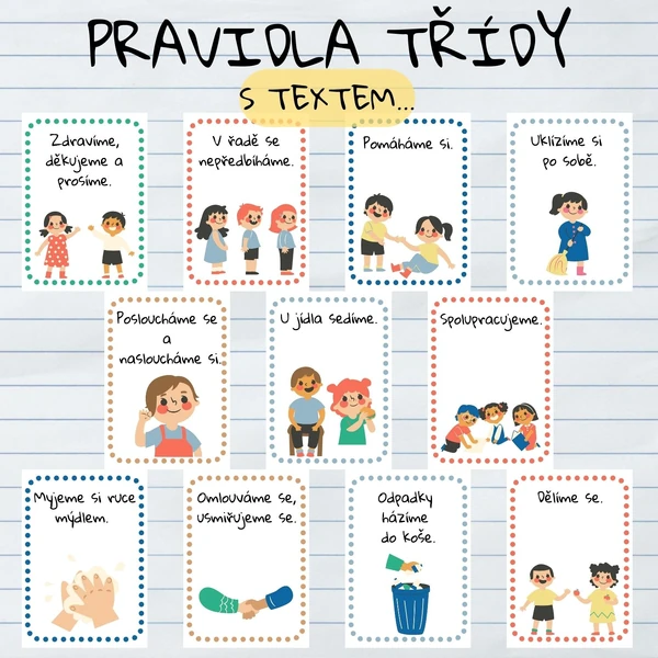 Pravidla třídy s textem i bez