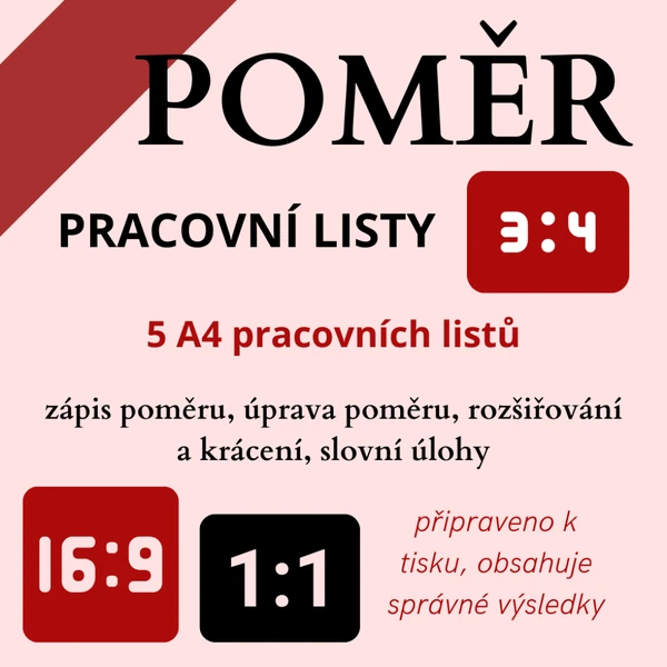 Sada pracovních listů - POMĚR
