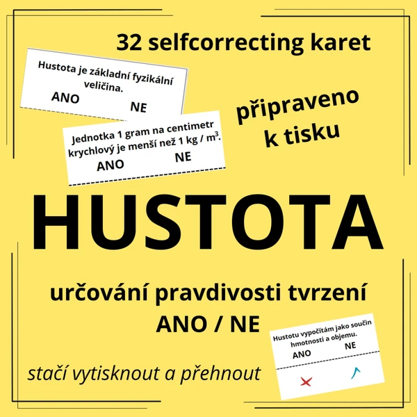 HUSTOTA: 32 self-correcting karet na tvrzení ano/ne
