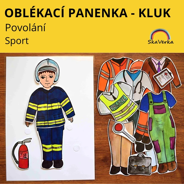 Oblékací panenka - kluk /povolání, sport/