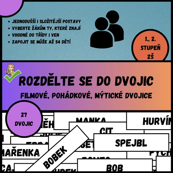Rozdělení do dvojic podle známých postav 
