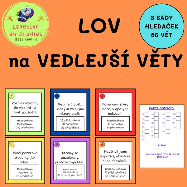LOV NA VEDLEJŠÍ VĚTY - 3 SADY HLEDAČEK