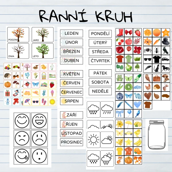 Ranní kruh - roční období, měsíce, dny v týdnu, barvy, emoce, počasí
