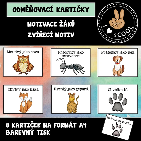 Odměňovací (motivační) kartičky - zvířátka
