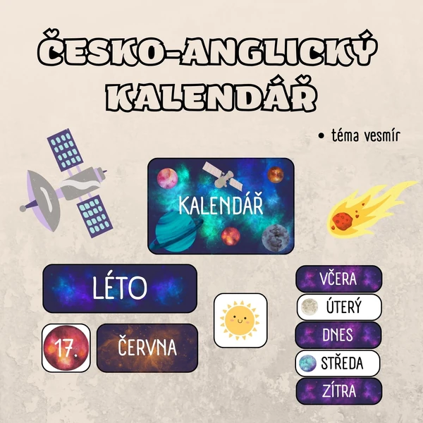 Česko-anglický kalendář - vesmír