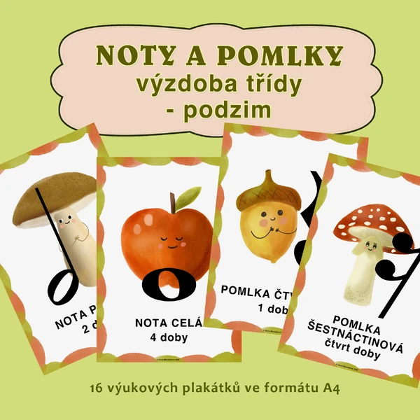 Noty a pomlky - výzdoba třídy - podzim