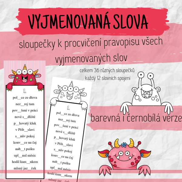 Vyjmenovaná slova - sloupečky 