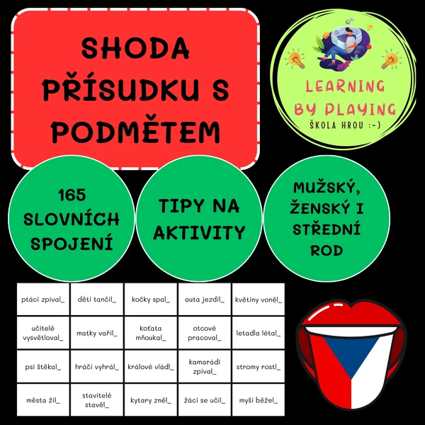 SHODA PODMĚTU S PŘÍSUDKEM - 165 SLOVNÍCH SPOJENÍ