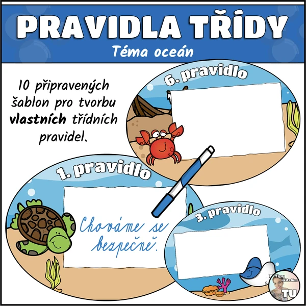 Třídní pravidla (šablona) - téma oceán