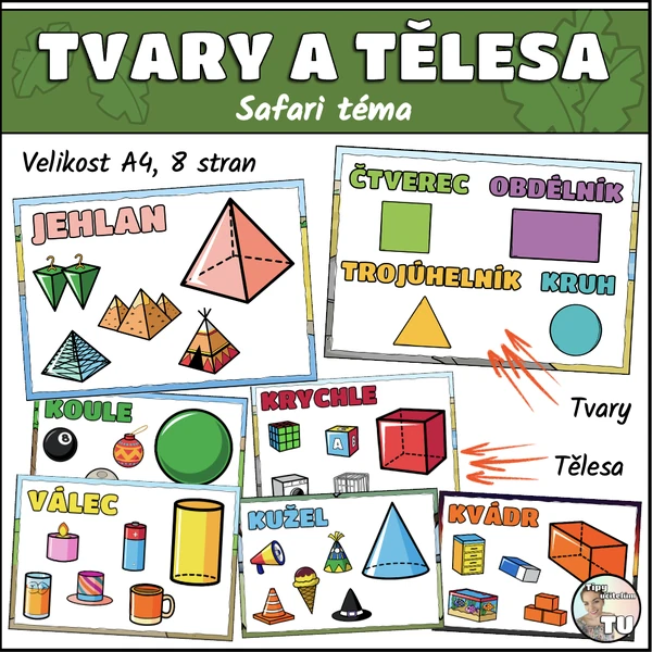 Geometrické tvary a tělesa - safari téma