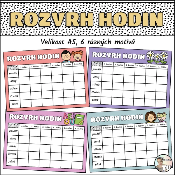 Rozvrhy hodin pro žáky - boho design