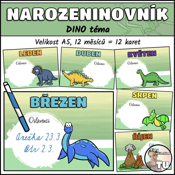 Narozeninovník - dino téma