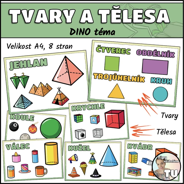 Geometrické tvary a tělesa - dino design