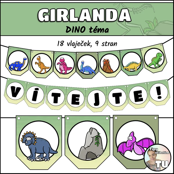 Girlanda, výzdoba třídy - dino téma
