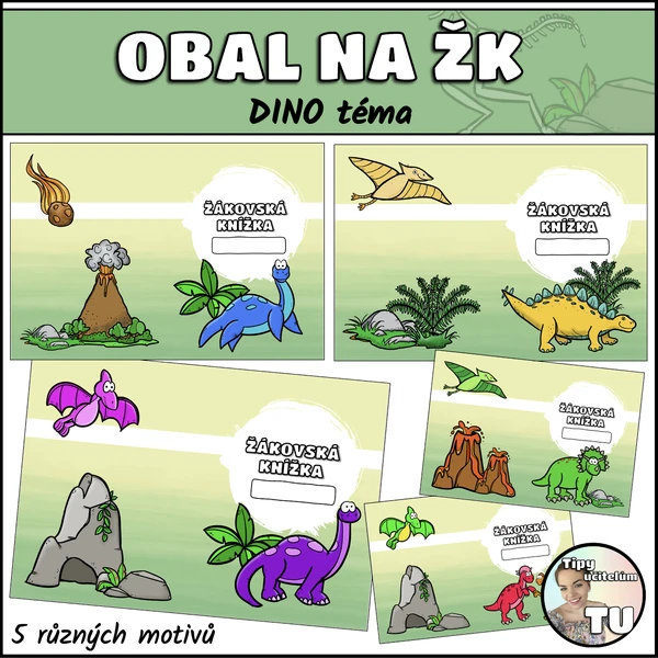 Obaly na žákovskou knížku - dino téma