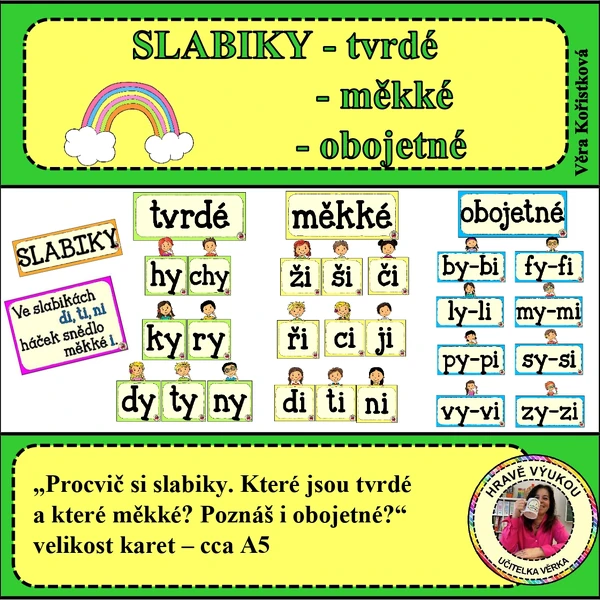SLABIKY – tvrdé, měkké, obojetné – barevná řada