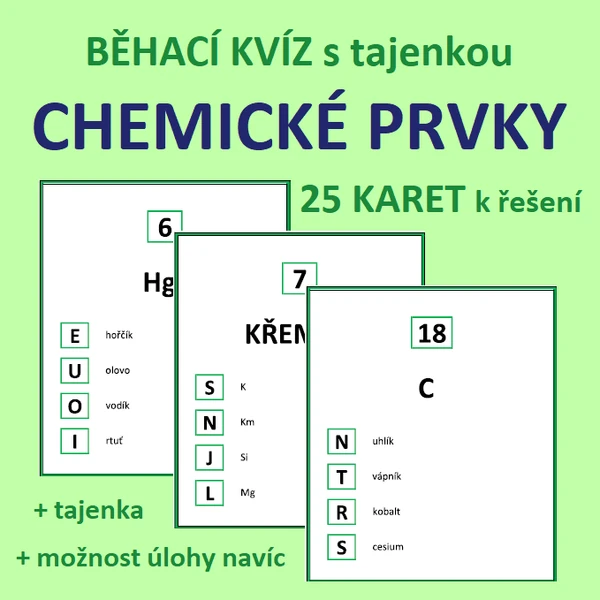BĚHACÍ KVÍZ s tajenkou – CHEMICKÉ PRVKY