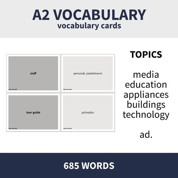 A2 VOCABULARY - VARIOUS TOPICS (velká sada slovní zásoby na různá témata)