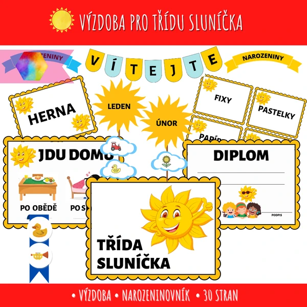 Výzdoba a narozeninovník - Sluníčka