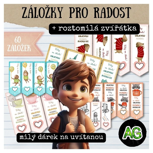 60 ZÁLOŽEK SE ZVÍŘÁTKY NA PRVNÍ DEN - škola i družina