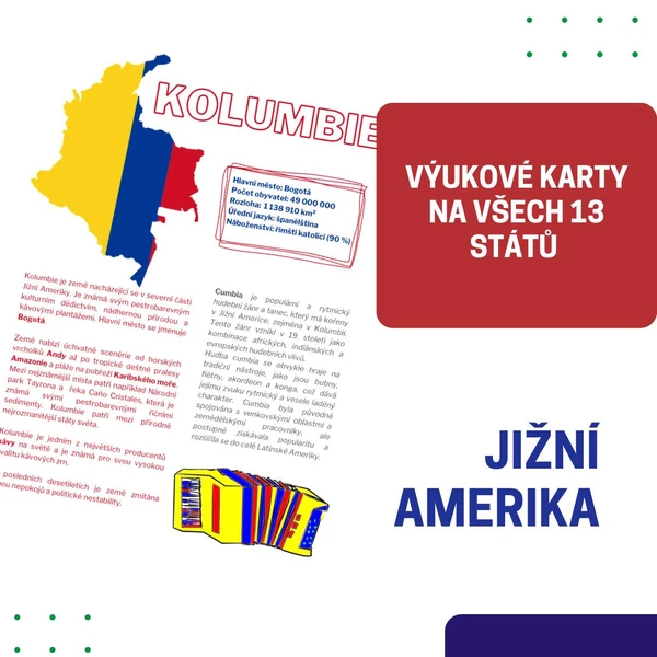 Jižní Amerika - výukové karty