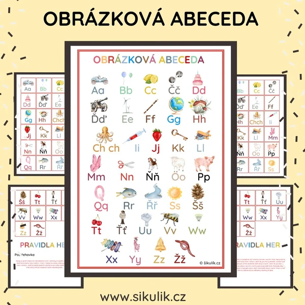 OBRÁZKOVÁ ABECEDA plakát, pexeso, postřehovka, karty A3