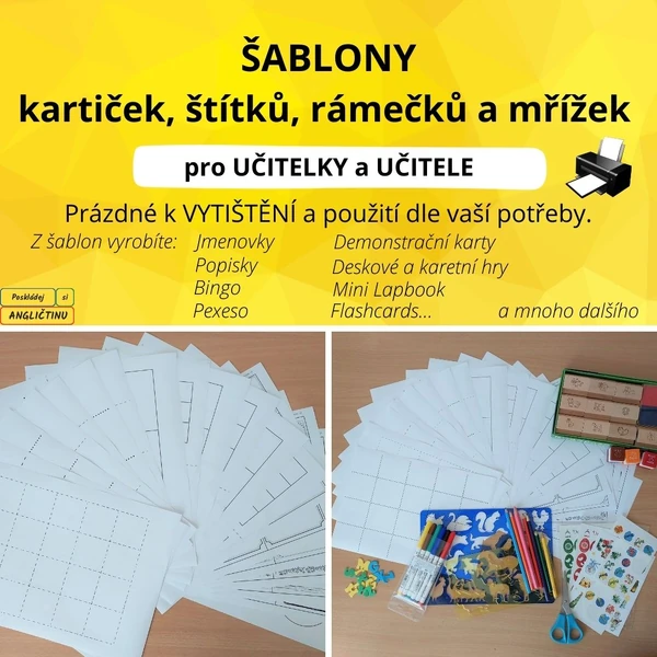 Šablony kartiček, štítků, rámečků a mřížek k mnohostrannému použití – pro TISK