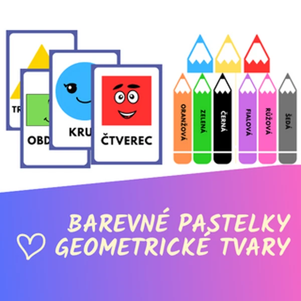 Barevné pastelky a geometrické tvary