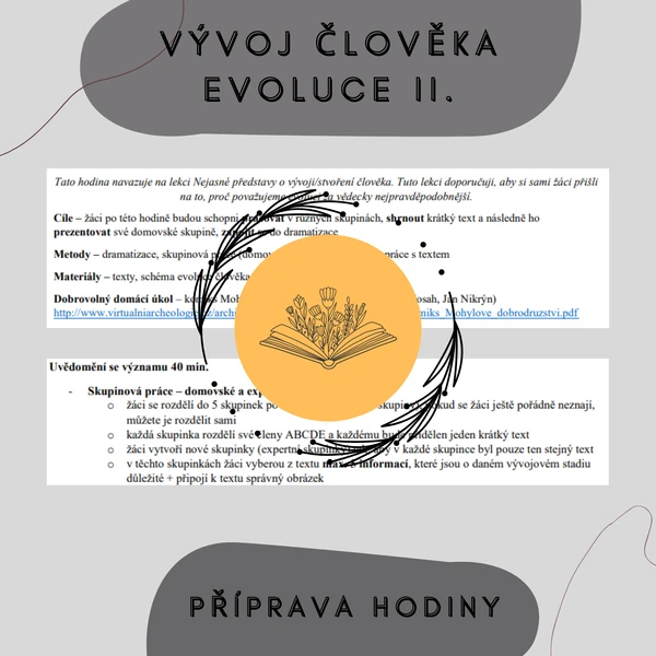 Plán hodiny - Vývoj člověka, Evoluce II.