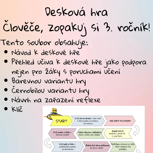 Desková hra Člověče, zopakuj si 3. ročník! + přehled učiva