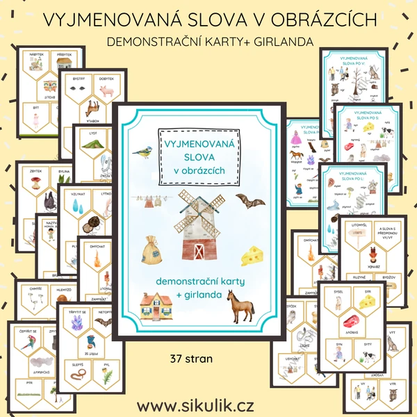 VYJMENOVANÁ SLOVA v obrázcích GIRLANDA + demonstrační karty