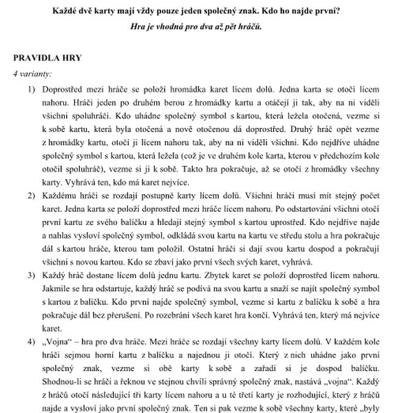 Postřehovka - pravidla hry 