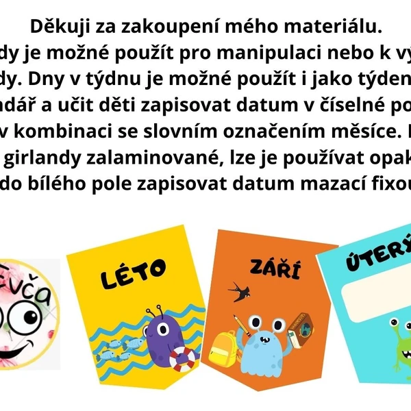 Měsíce, dny v týdnu a roční období s příšerkami