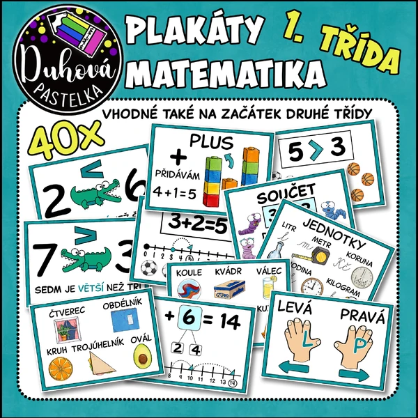 Výukové plakáty MATEMATIKA 1. - 2. třída