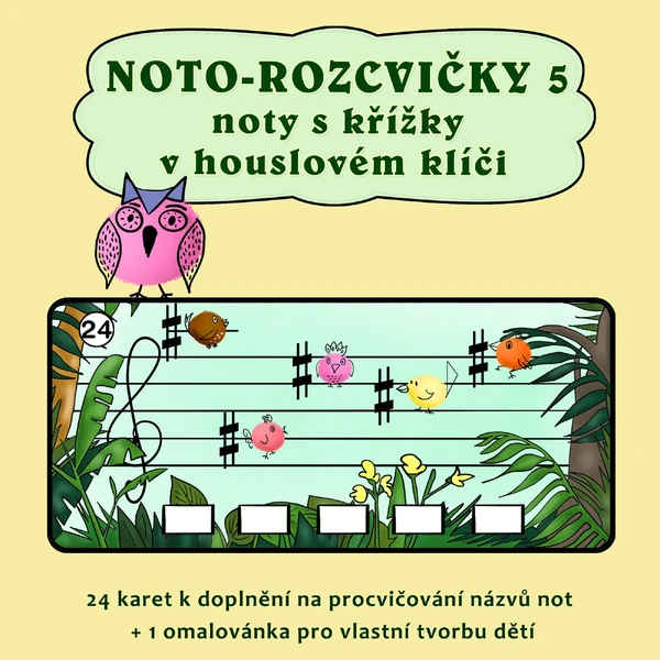 Noto-rozcvičky 5 - noty s křížky v houslovém klíči