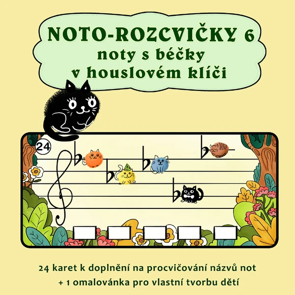 Noto-rozcvičky 6 - noty s béčky v houslovém klíči