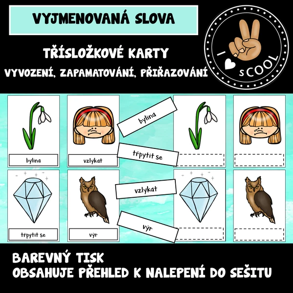 Vyjmenovaná slova - třísložkové karty