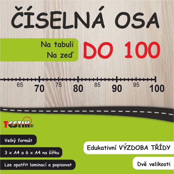 Číselná osa do 100 (na zeď nebo na tabuli)