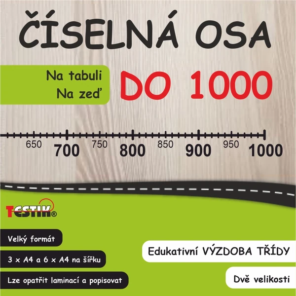Číselná osa do 1000 (na zeď nebo na tabuli)