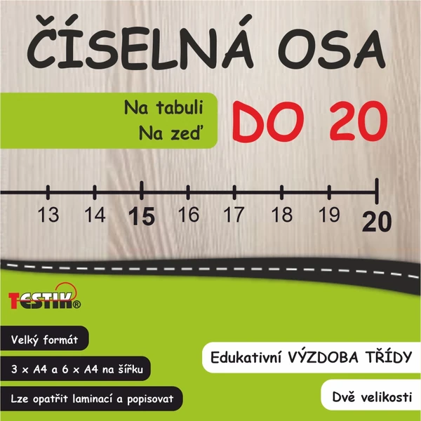 Číselná osa do 20 (na zeď nebo na tabuli)