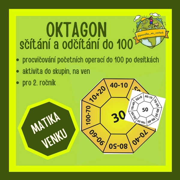 Oktagon - sčítání a odčítání do 100 po desítkách