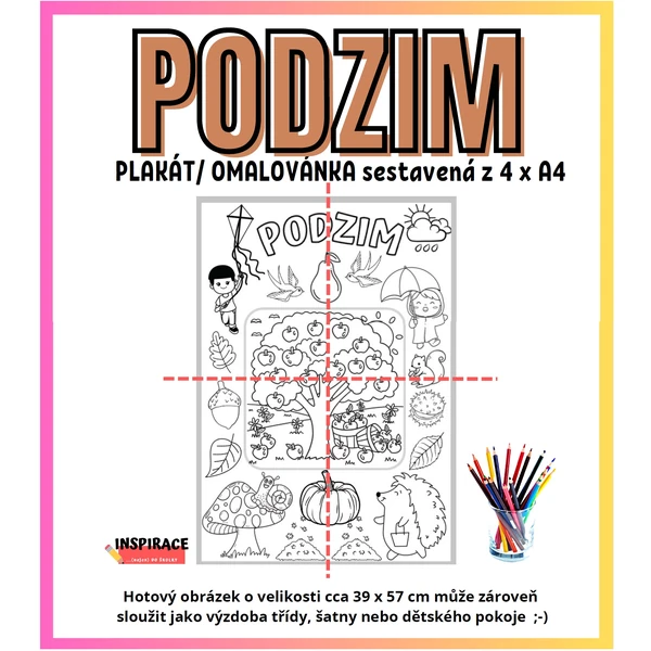 VELKÉ omalovánky / plakát PODZIM (4xA4)🍂