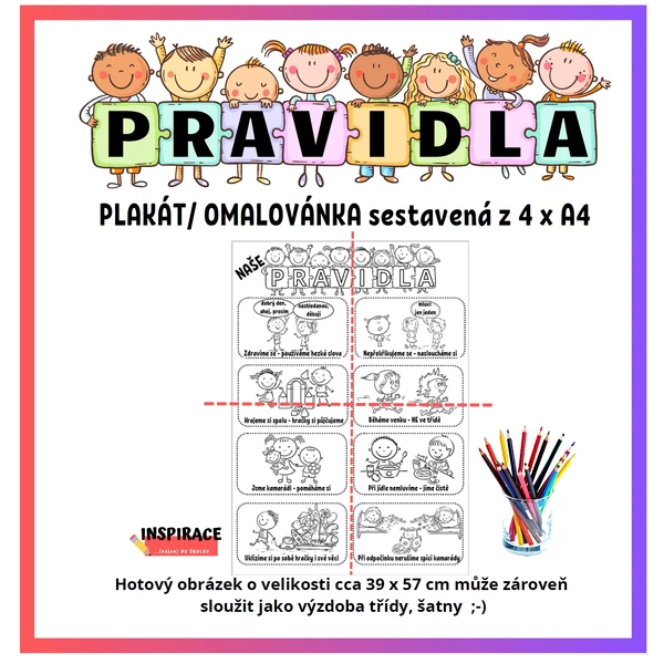 Pravidla - velký plakát - omalovánka