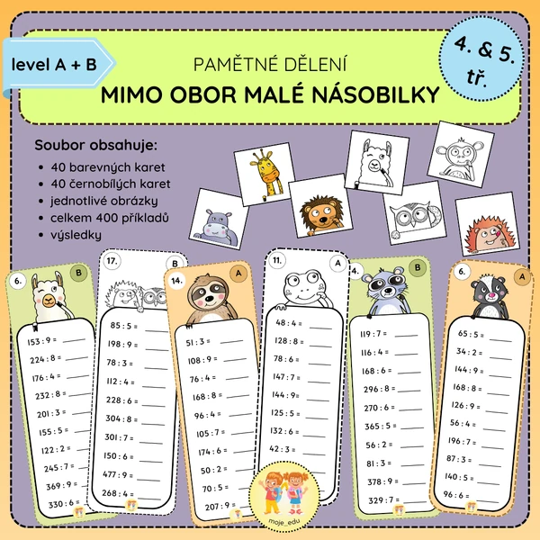 Pamětné dělení mimo obor malé násobilky (2 úrovně)